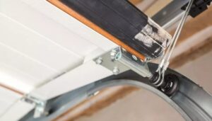 close up garage door track